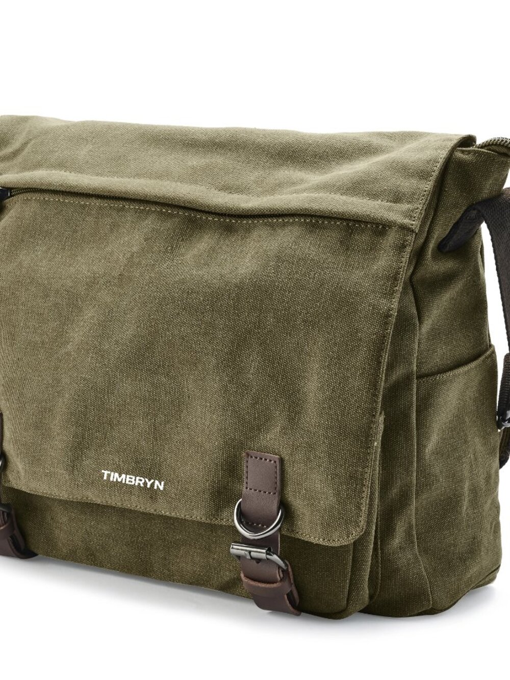 TIMBRYN Premium Canvas & Leather Messenger Bag  | Vintage Crossbody Satchel - Picture 13 of 16